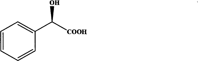 Chemical structure of (R)-(-)-mandelic acid showing the chiral center critical for pharmaceutical activity