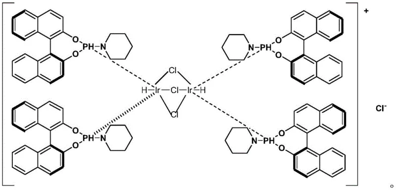 Structure of the chiral Iridium complex catalyst used for stereocontrol