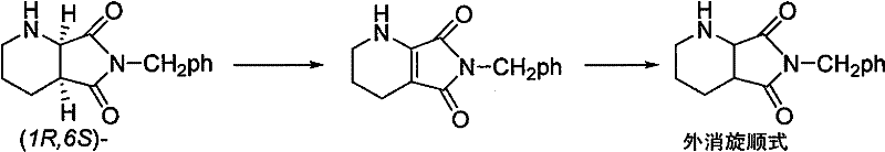 Reaction scheme showing the two-step racemization process from chiral starting material to racemic cis-product via dehydrogenation and hydrogenation