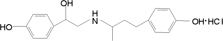 Chemical structure of Ractopamine Hydrochloride showing the phenylethanolamine backbone