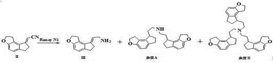 Reaction scheme showing the formation of polymeric impurities A and B in the conventional Raney Nickel process