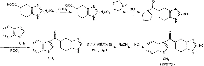 Conventional synthesis route showing condensation before resolution