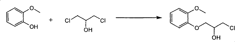 Synthesis of 1-chloro-3-(2-methoxyphenoxy)-2-propanol showing the open-loop halide formation
