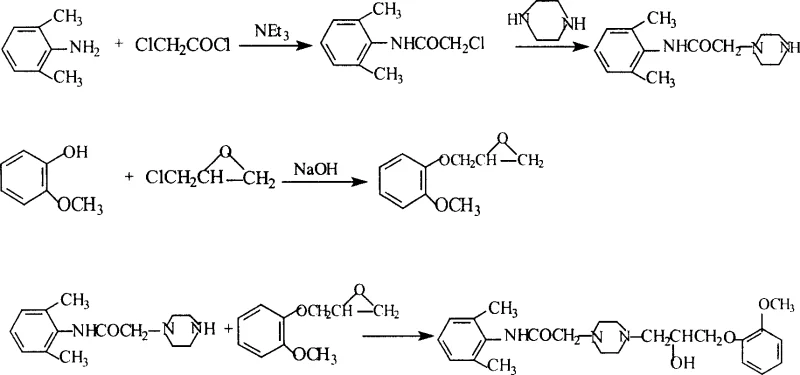 Optimized synthetic route for Ranolazine showing amidation and final coupling steps