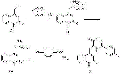 Synthetic route of Rebamipide showing precursors and potential impurities