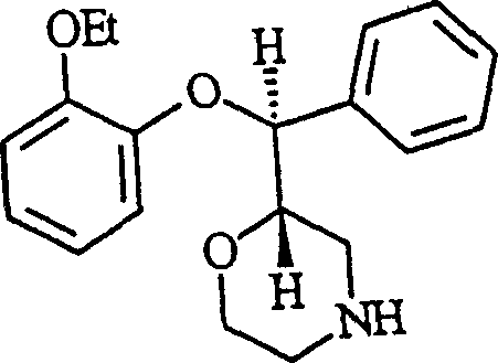 Chemical structure of Reboxetine final product showing the morpholine core and aryl ether linkage