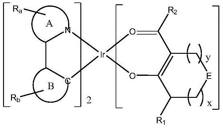 General structure of the novel iridium complex with cyclized ligands