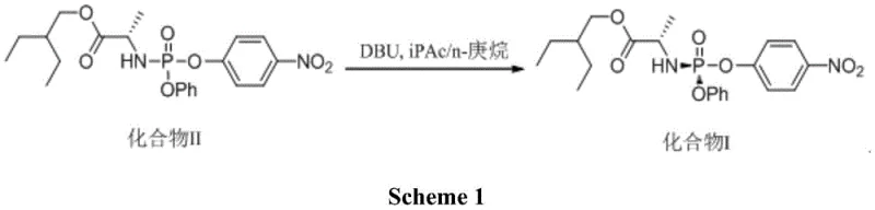 Prior art reaction scheme showing complex multi-step solvent addition and long stirring times