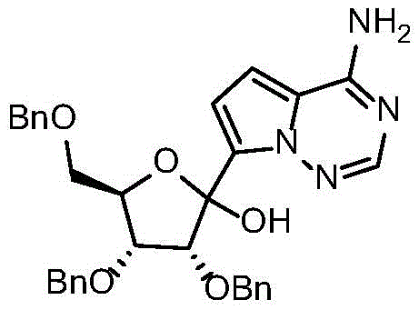 Chemical structure of the Remdesivir intermediate 1-C-(4-aminopyrrolo[2,1-f][1,2,4]triazin-7-yl)-2,3,5-tri-O-benzyl-D-ribofuranose