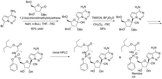 Prior art synthesis route showing amino protection and lithium-halogen exchange steps
