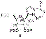 General formula of the novel Compound II with masked X group and protected ribose