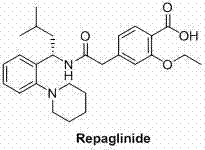 Chemical structure of Repaglinide showing the core meglitinide scaffold