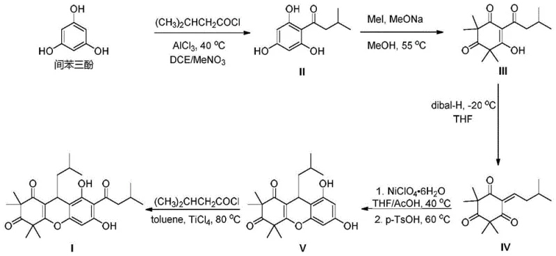 Optimized Synthetic Route for Rhodomyrtone showing high yield and crystallization steps