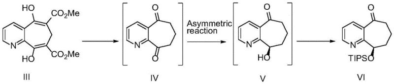 Reaction Scheme 1 showing the synthesis of Compound VI from Compound III via intermediates IV and V