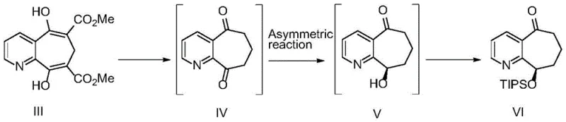 Full telescoped process flow from Compound III to Compound VI showing reaction conditions
