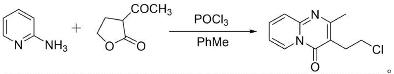 Traditional synthesis route using toxic Phosphorus Oxychloride (POCl3) and Toluene