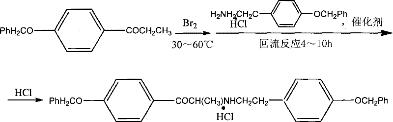 Novel patented synthesis route for Ritodrine Hydrochloride showing direct coupling and hydrogenation steps