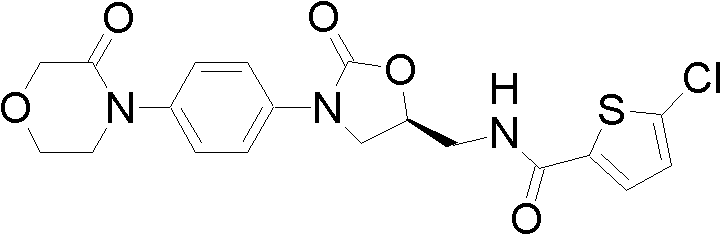 Chemical structure of Rivaroxaban showing the core oxazolidinone and thiophene moieties