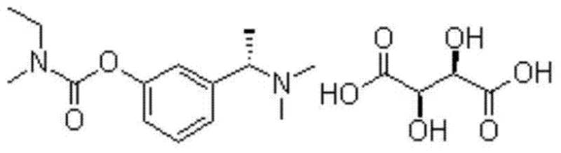 Chemical structure of Rivastigmine Tartrate showing the core carbamate and amine functionalities essential for acetylcholinesterase inhibition