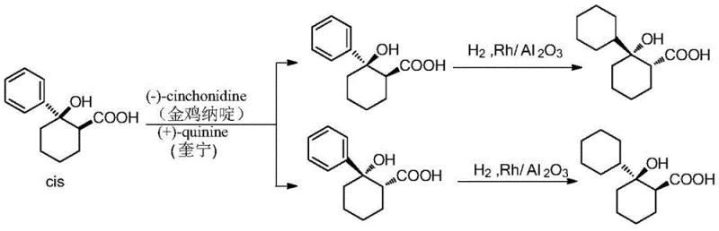 Prior art synthesis route involving high-pressure hydrogenation and rhodium catalysts