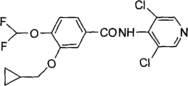 Chemical structure of Roflumilast showing the target therapeutic molecule