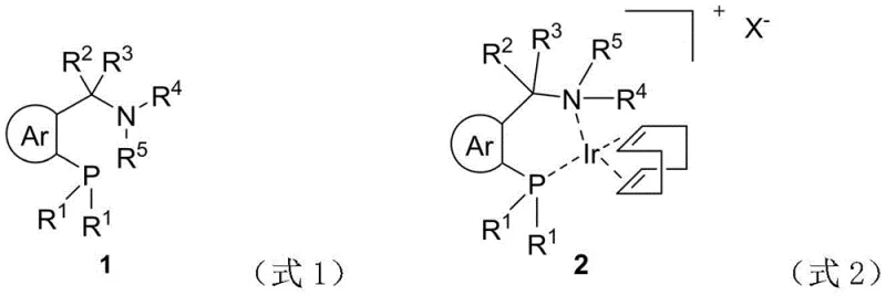 General structural formulas of Rong-Phos ligand and its iridium complex showing dual chirality centers
