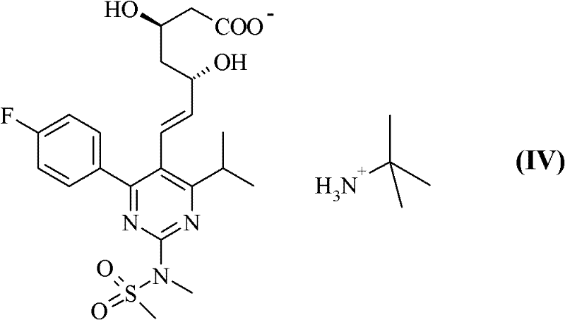 Chemical structure of Rosuvastatin tert-butylammonium salt (Formula IV) used as starting material