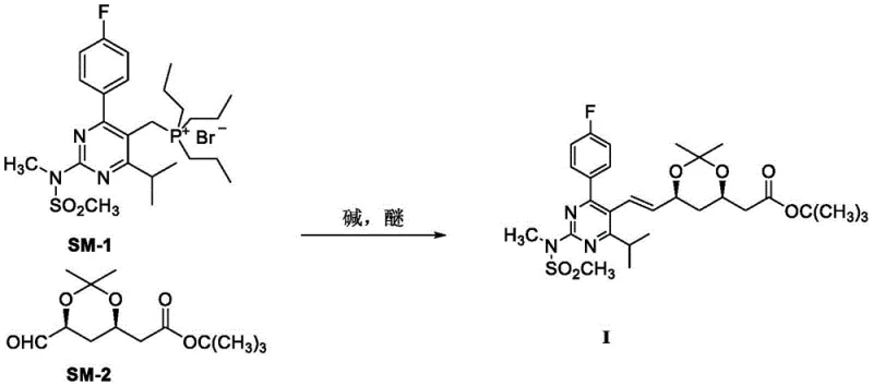 The novel synthetic route for rosuvastatin intermediate using SM-1, SM-2, base, TDA-1, and crown ether to form Formula I