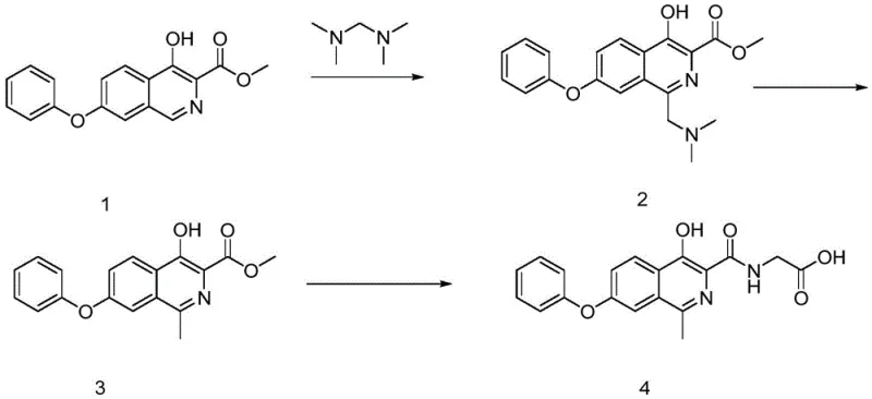 Novel synthetic route for Roxadustat featuring Zinc-mediated reduction