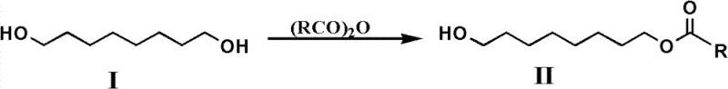 Monoacylation of 1,8-octanediol to form compound II