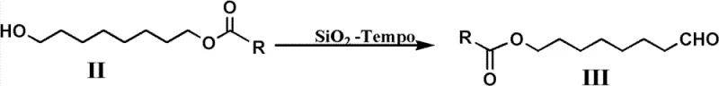 Oxidation of compound II to aldehyde III using SiO2-Tempo