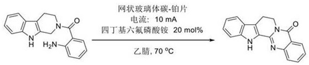 Electrochemical synthesis route of Rutaecarpine using RVC anode and Pt cathode