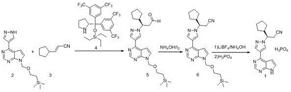 Prior art synthesis route showing expensive chiral induction and low selectivity issues