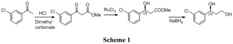 Scheme 1 showing chemical synthesis using RuCl3 catalyst