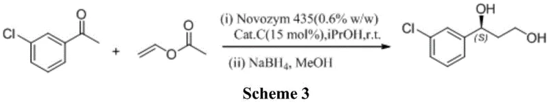 Scheme 3 showing lipase catalyzed route with low ee