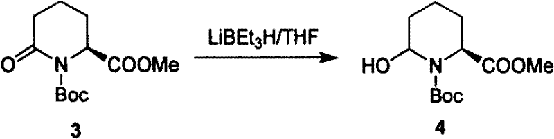 Specific reduction step of ketolactam to hemiacetal using LiBEt3H in THF at low temperature