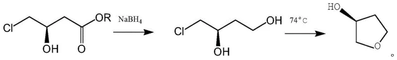 Conventional synthetic route involving NaBH4 reduction and acid cyclization with extraction difficulties