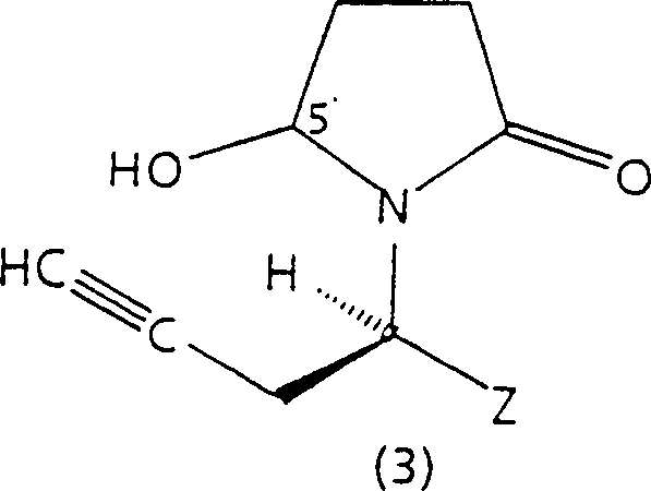 Chemical structure of 5'-hydroxybutyrolactam derivative Formula 3 showing the chiral center and lactam ring