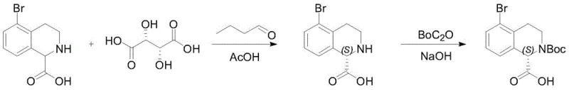 Chiral resolution and Boc protection step showing the use of L-tartaric acid and aldehyde to achieve high enantiomeric excess