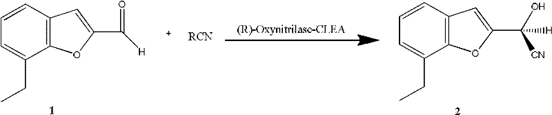 Enzymatic asymmetric cyanation of 7-ethylbenzofuran-2-carbaldehyde using (R)-Oxynitrilase-CLEA catalyst