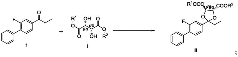 Reaction scheme showing chiral ketalization with L-tartaric diester