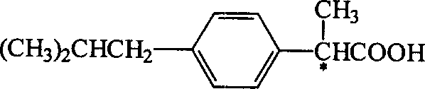 Chemical structure of Ibuprofen showing the chiral center critical for pharmacological activity