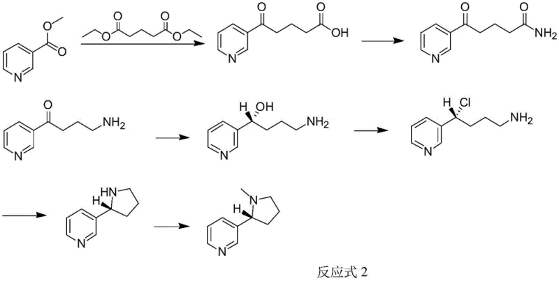Novel S-nicotine synthesis route from glutarate showing mild reaction conditions