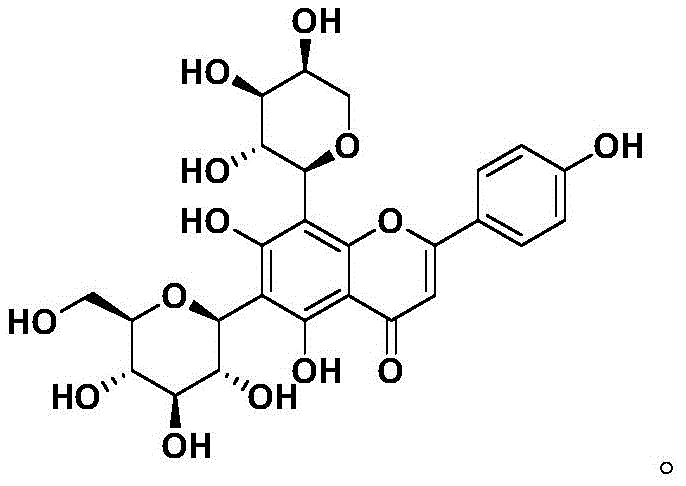 Chemical structure of the final target product Schaftoside showing the flavone core and C-linked sugar moieties