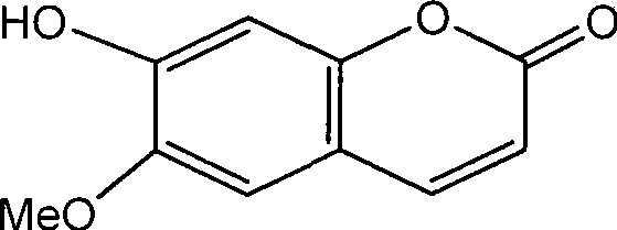 Chemical structure of Scopoletin (6-methoxy-7-hydroxycoumarin)