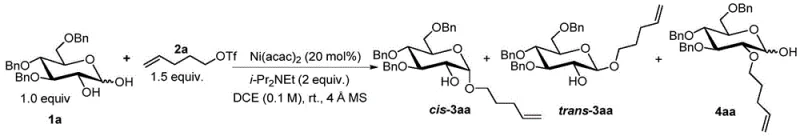 Specific example of Ni-catalyzed synthesis of cis-3aa from donor 1a and acceptor 2a