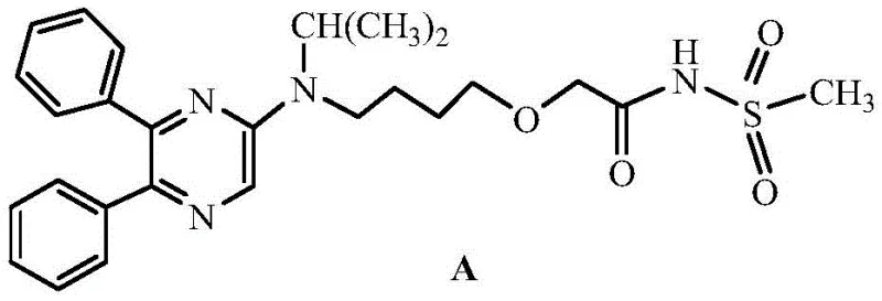 Chemical structure of the final drug product Selexipag showing the complex pyrazine core