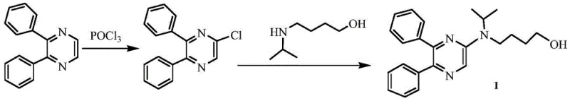 Conventional synthetic route involving corrosive chlorination and high temperature substitution