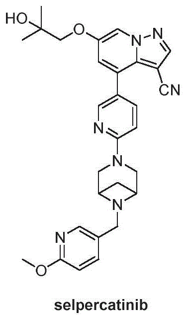 Chemical structure of Selpercatinib (LOXO-292), the target RET kinase inhibitor
