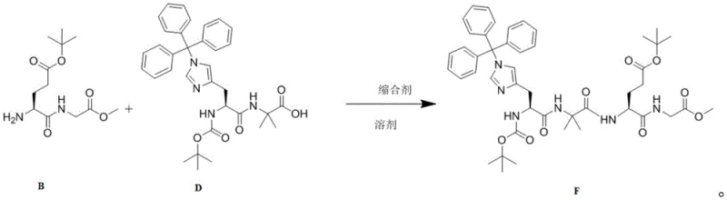 Condensation reaction of Compound B and Compound D to form precursor Compound F